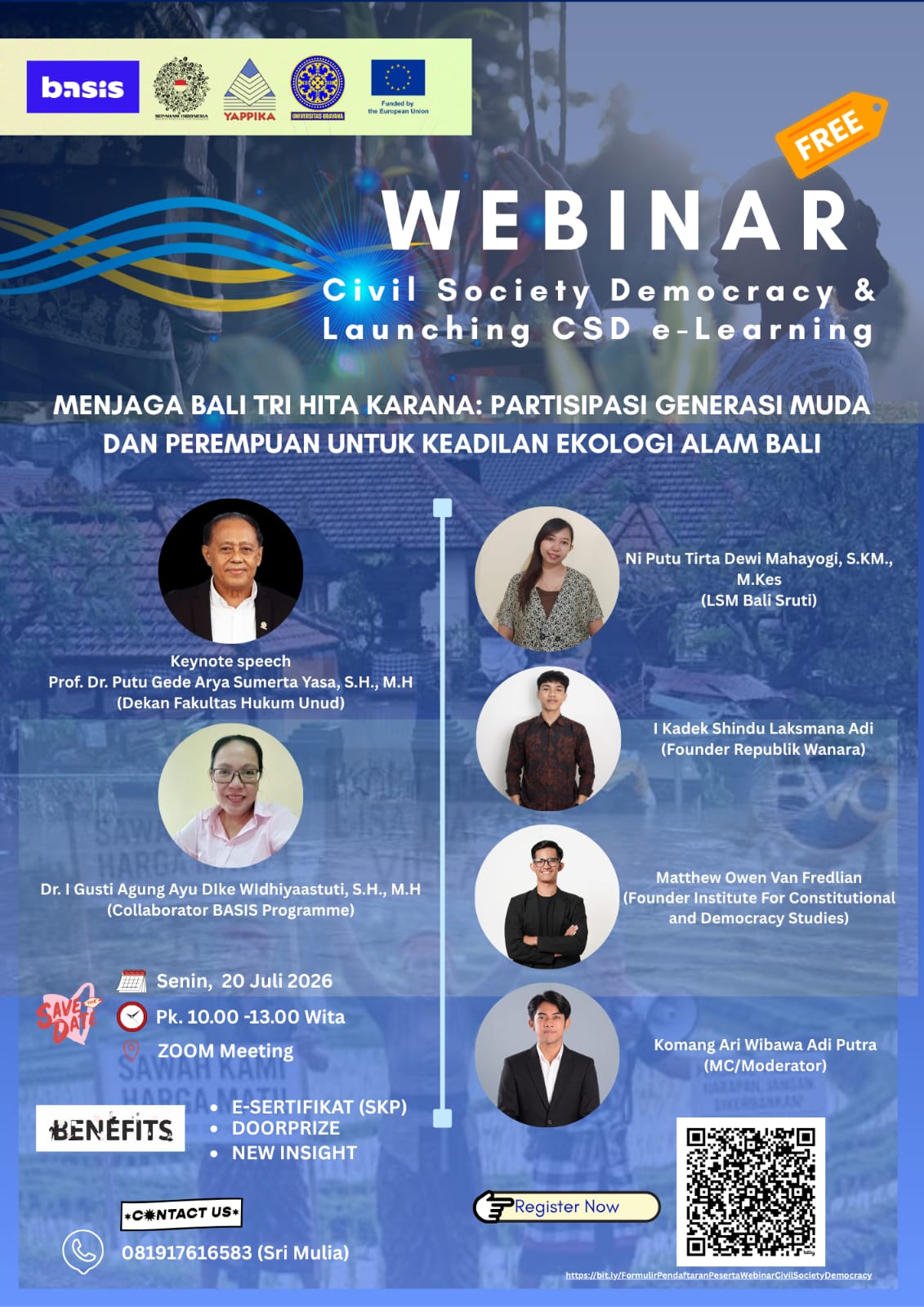 WEBINAR UDAYANA: Menjaga Bali Tri Hita Karana, Partisipasi Generasi Muda dan Perempuan untuk Keadilan Ekologi Alam Bali
